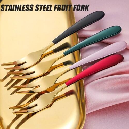304 Stainless Steel Fruit Fork Household High-grade Creative Fruit Sign Thickened Dessert Fork Two Tooth Moon Cake Fork Dropship