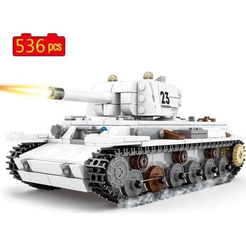 Military Series WWII Soviet KV-1 Heavy Main Battle Tank Soldier SWAT Weapon Accessories Building Blocks Bricks Toys Gifts