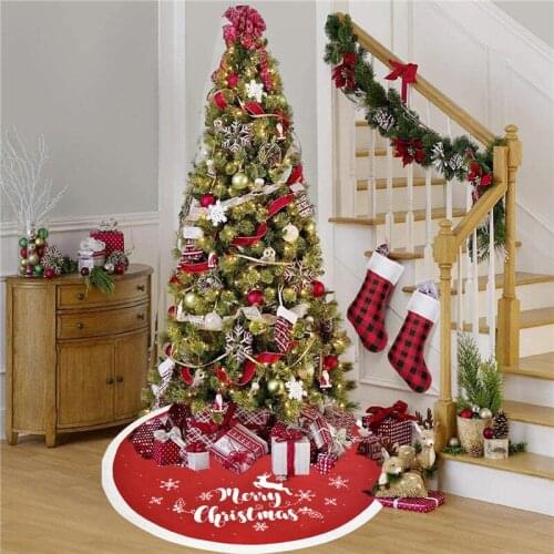 Merry Christmas Tree Skirt with Round Shape Elk Shape Holiday Party Supplies for Indoor / Outdoor