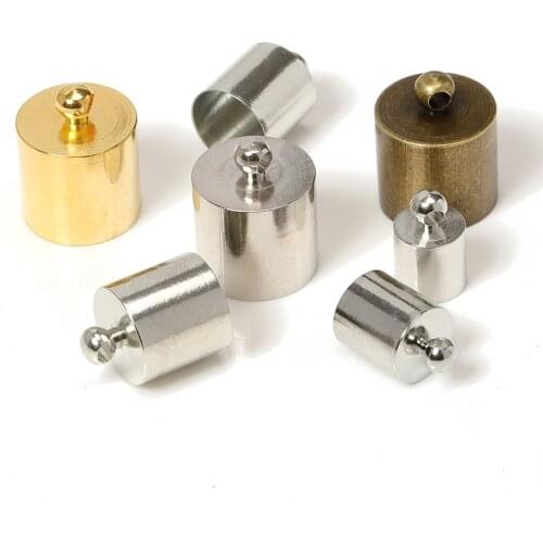 50pcs Tassel End Cap Bead Caps Fit Round Leather Cord Bracelet Necklace Connectors Earring Tassel Caps for Jewelry Making DIY