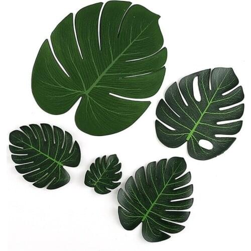 Green Artificial Monstera Palm Leaves For Tropical Theme Birthday Party Supplies Home Decorations