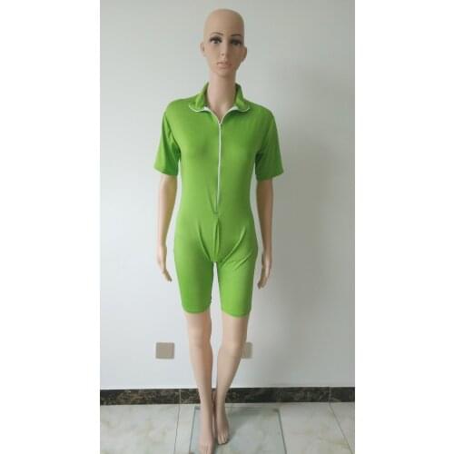 Women men kids short Sleeve Turtleneck Unitard Lycra spandex Bodysuit Costumes Body Tights Front zipper