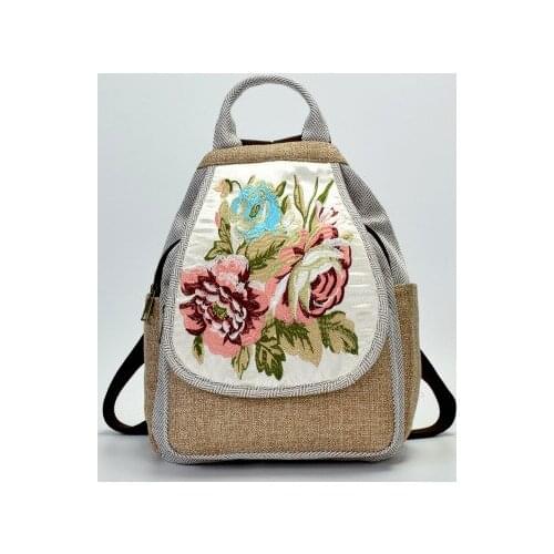 Nice Floral embroidery National women shopping backpacks!Hot bohemian prints lady Casual backrack Top All-match canvas backruck