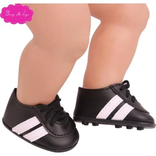 43 cm baby dolls shoes newborn football shoes American black sneaker hiking shoes Baby toys spikes fit 18 inch Girls doll g233