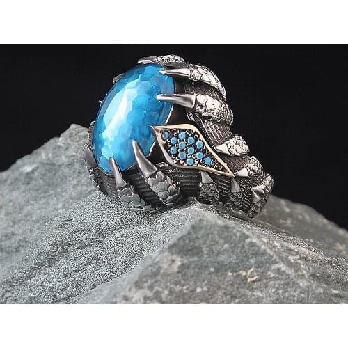 925 Sterling Silver Men Ring with TOPAZ Stone