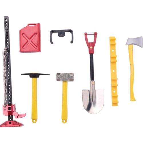 RC Decoration Accessories Tool Set Kit For 1:10 Scale RC Rock Crawler TRX4 SCX10 Wraith,Include Shovel, Axe, Hammer, Pickaxe,Jac