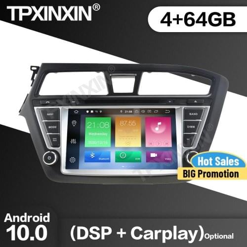 64G Car Radio 2 Din Stereo Receiver Android10 For Hyundai I20 2014 2015 2016 2017 GPS NAVI Multimedia Player Recorder Head Unit