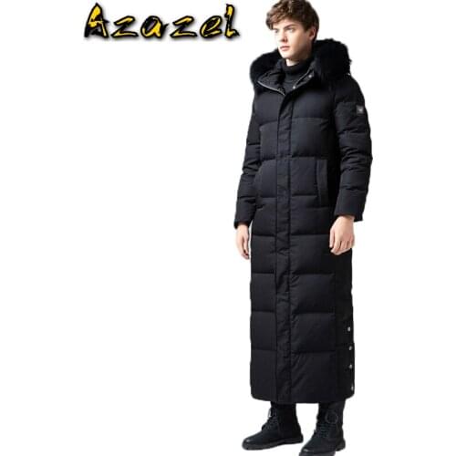 Azazel Winter Goose Down Jacket Men Long Coat Men Raccoon Fur Collar Plus Size Warm Mens Jackets Doudoune Homme 0008 KJ1334