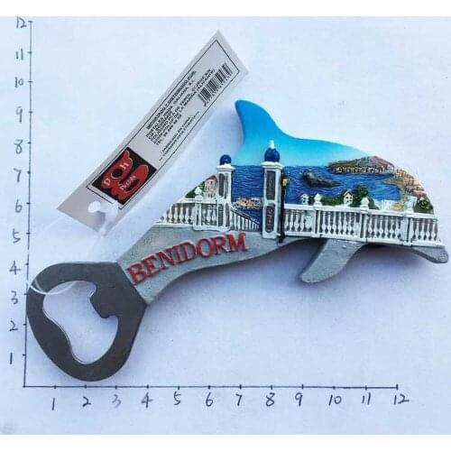 Benidorm, Spain Fridge Magnet Creative Dolphin Landscape Bottle Opener Tourist Souvenir Refrigerator Magnetic Sticker Home Decor