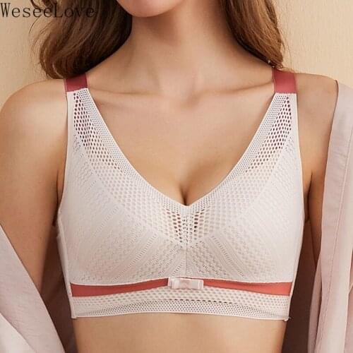WeseeLove Thin Lace Sexy Lingerie Wire Free Bra For Women Underwear Push Up Bralette Female Brassiere Summer Soft Fashion bras