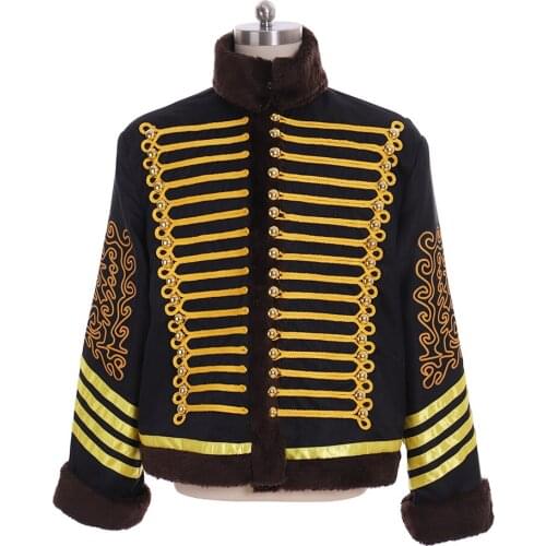 Cosplaydiy My Chemical Romance Parade Jacket Napoleonic Hussars Coat Military Faux Fur Jacket Michael Jackson Coat L320
