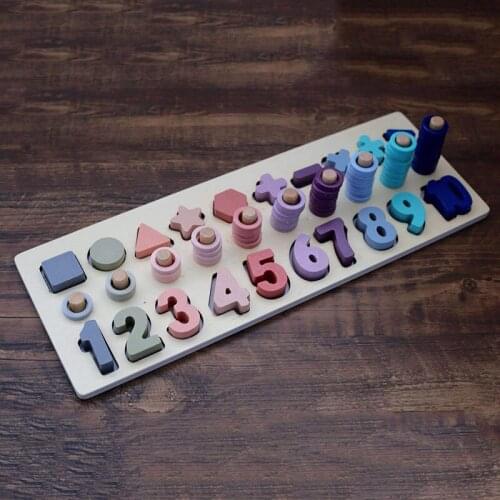 Wooden Educational Preschool Toys Numbers Shape Color Recognition Blocks Stack Sort Kids Toy NSV775