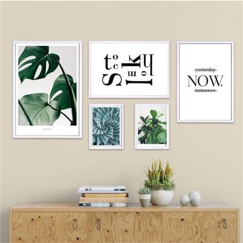 Home Decor Nordic Canvas Painting Green Plant Aloe Leaves Branch Quote Word Picture Living Room Corridor Hotel Wall Art Prop DIY