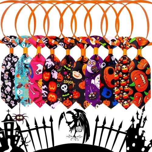 200pcs Halloween Dog Neckties Skull Pumpkin Pet Supplies Small Dog Cat Bowtie Collar Skull Dog Accessories For Small Dogs Cats