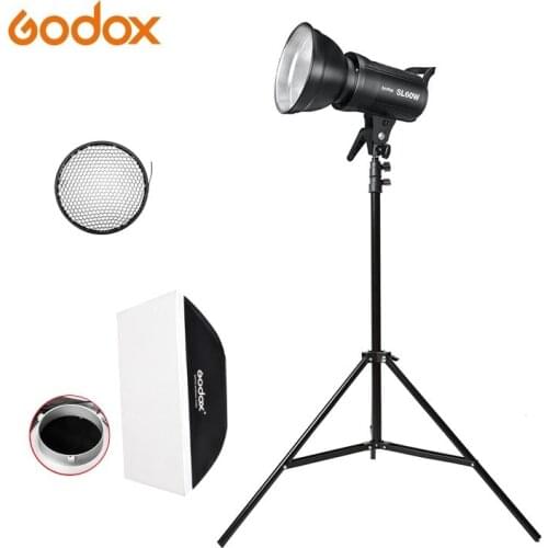 Godox LED Light SL-60W SL-100W SL-150W SL-200W 5600K Bowens Mount Video Light Continuous Light Kit with light stand softbox ball