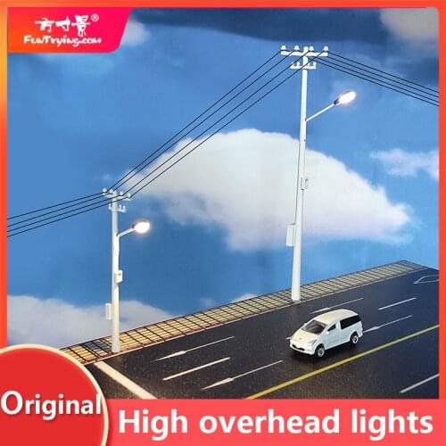 Ho Scale Model Utility Pole with Light,1:87 Model Street Lights for Scale Model Making Miniature Dioramas Model Railroad Railway