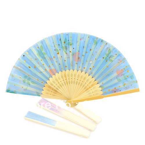 Art Handmade Flower Chinese Fans Silk folding Bamboo Hand Fan