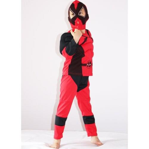 Red 3 - 7 Years Old Boy Role-playing cosplay,Halloween costumes kid muscle model clothing