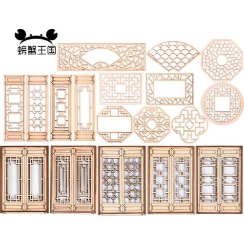 4pcs Dollhouse mini Furniture Miniature Doll accessories Chinese Style Ancient Wooden Windows