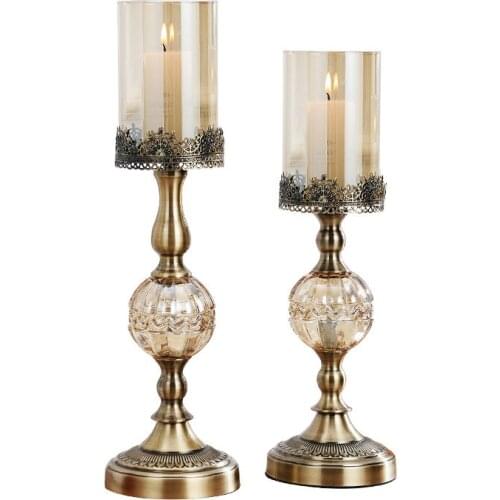Metal Glass Candle Stand Holders Decoration Metal Candlestick Creative Candle Holders Table Living Room Ornaments