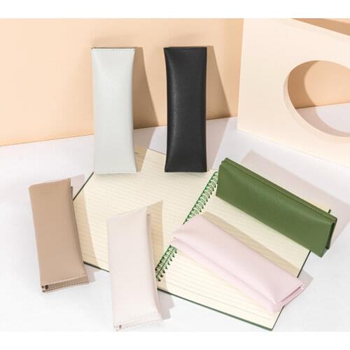 Fashion Pencil Case Bag for Gril and Boys Portable Hasp Cosmetic Bag PU Leather Makeup Pouch Office Stationery Organizer 20cm