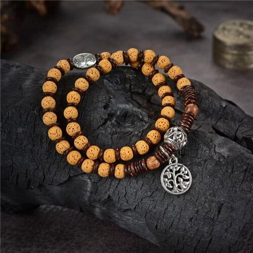 Fashion Retro Natural Stone Yellow Volcanic Lava Stone Beads Women Bracelet Anion Yoga Jewelry Gift Tibetan Buddha Bangle Y1019