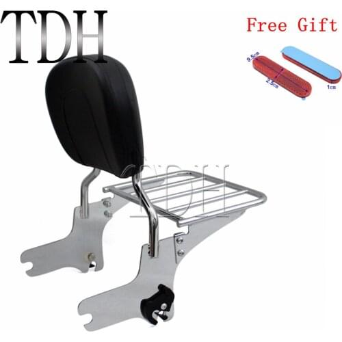 Motorcycle Backrest Sissy Bar Stealth Luggage Rack For Harley Touring Road King FLHT FLHTC FLHX FLTR FLHR 94-08 w/ Red Reflector