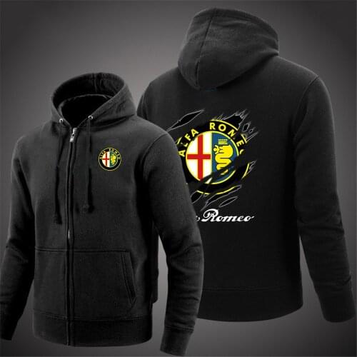 2020 Fashion Men Creative Design Alfa Romeo Hoodie Sweatshirt Printed Casual Pocket Zip Up Long sleeve Hoodies Jacket Coat tops