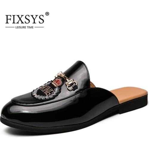 FIXSYS Summer Men Black Half Shoes Breathable Slip-on Half Slippers Man Outdoor Buckle Mules Lightweight Anti-slip Casual Shoes