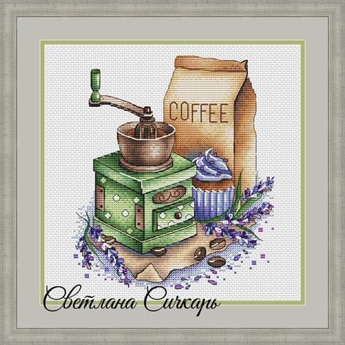 6-MM Gold Collection Counted Cross Stitch Kit Cross stitch RS cotton with cross stitch Coffee Grinder and Lavender