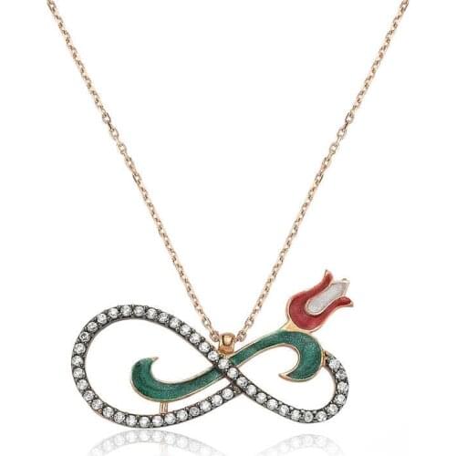 Real Silver 925 Jewelry Silver Infinity Tulip Lady Necklace