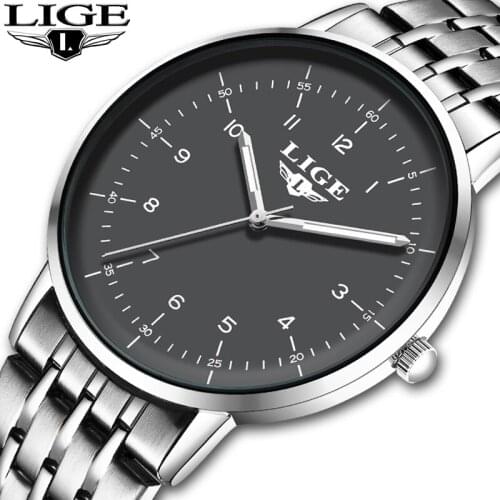 New LIGE Men Sport Watch Ultra-Thin Waterproof Luminous Quartz Watch Fashion Mens Watches Top Luxury Brand Relogios Masculino