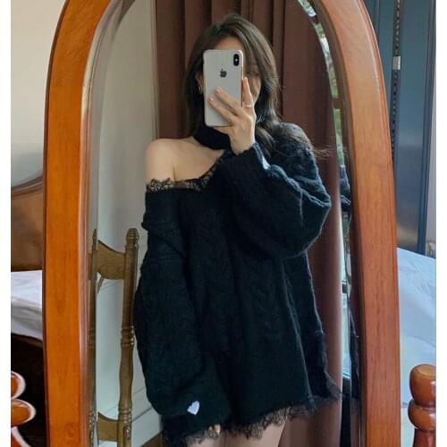 New Female Sweater Women Winter Pullover Knitting Overszie Long Sleeve Girls Tops Loose Sweaters Knitted Outerwear Thin Sexy