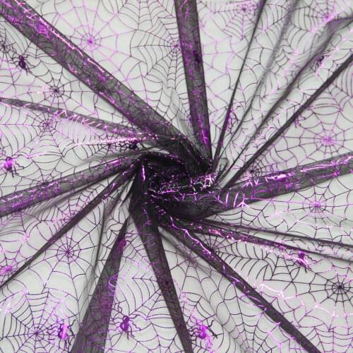 Cobwebs spider printing organza fabric shining glitter tulle Halloween party decoration DIY 3meters/lot