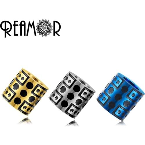 REAMOR DIY Charms Beads Stainless Steel 6/8mm Big Hole Colors Plating Beads For Jewelry Making Necklaces & Bracelet Accessories