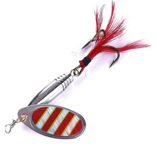 1pc Spinner Bait 11g Hard Spoon Bass Lures Metal Fishing Lure With Feather Treble Hooks For Pike Fishing