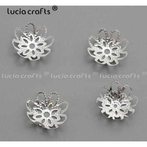 Lucia crafts DIY Silver Plated Hollow Flower Metal Charms Bead Caps for Jewelry Making G0509
