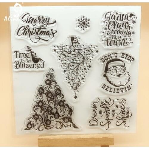 CLEAR STAMPS Christmas Tree Santa Scrapbooking Card Album Paper Craft Rubber Roller Transparent Silicon AlinaCraft 20102402