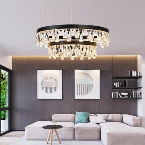 Retro Black Pendant Lamp led Crystal Pendant Lights Living Room Crystal Lamp Fashion Model Houses Dining Room led Hanging light