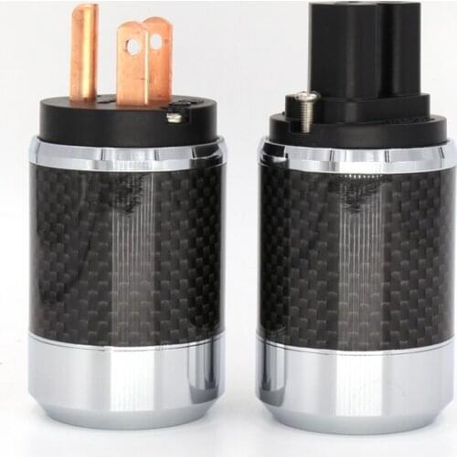 One 99.999% pure copper US Power Cord Plug Carbon fiber US AC power plug male and female