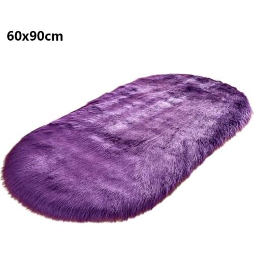 Super Soft Oval Area Rug Faux Wool Fluffy Shaggy Kids Play Mat Baby Nursery Warm Floor Carpet Runner Chair Cover Cushion