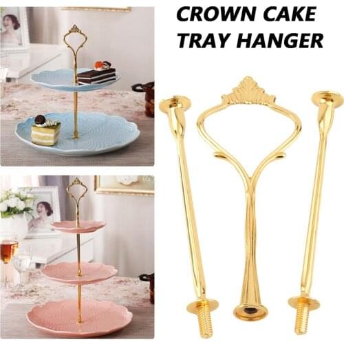 3 Tier Hardware Crown Cake Plate Stand Handle Fitting Golden Plated Decorating Stand Platform Cupcake Stand For Wedding Party