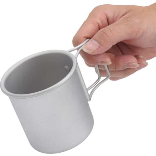 Outdoor Water Cup with Foldable Handle Aluminum Alloy Coffee Mug Outdoors Camping Picnic Cup Tableware Cookware