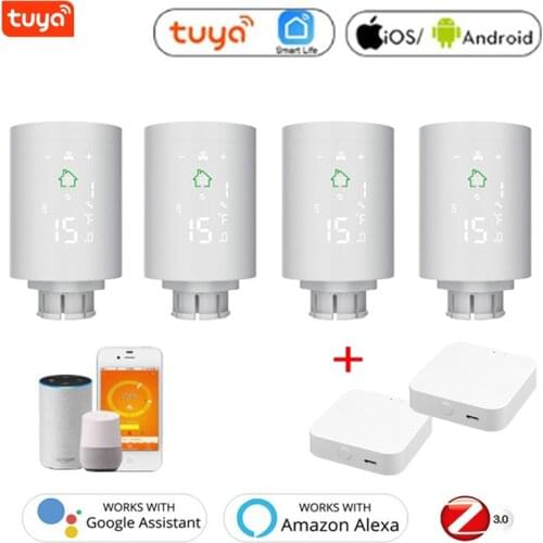 ZigBee3.0 Smart Radiator Actuator Programmable Temperature Controller Voice Control Via Alexa Google Assistant Home Tuya App