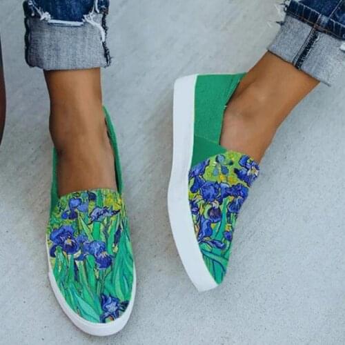 2021 New Spring And Autumn Print Round Toe Low-top White Bottom Womens Casual Single Shoes Sneakers