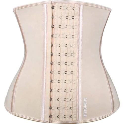 Burvogue Women Latex Corset 9 Steel Bone 4 Hooks&Eyes Waist Corsets and Bustiers Underbust Waist Trainer Corset for Weight Loss