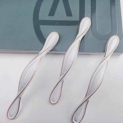 European Style Gold&White Cabinet Handles Solid Aluminum Alloy Kitchen Cupboard Pulls Drawer Furniture Handle Hardware