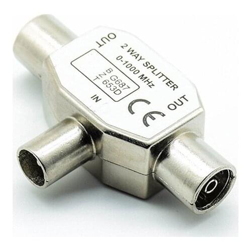 1pc TV9.5 1 Male 2 Female TV Antenna Plug Tee Conversion Cable Joint Adapter for 9.5 Interface Video Equipment Connector