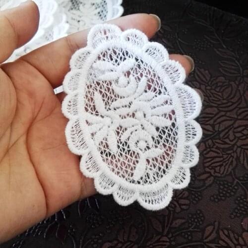10Pcs Cotton Cloth patches Christmas white Oval Appliques for clothes Sewing Supplies diy craft ornament Scrapbooking