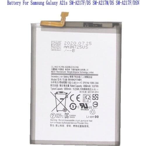 1x 5000mAh /19.25Wh EB-BA217ABY Replacement Battery For Samsung Galaxy A21S SM-A217F/DS SM-A217M/DS SM-A217F/DSN Batteries